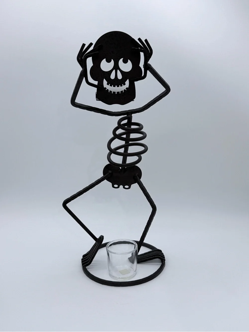 Vtg. PARTYLIGHT Halloween Mr. Bones Metal Skeleton Votive Candle Holder 15”